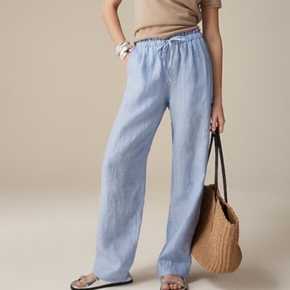 J.Crew Soleil Pant in Linen French Blue - Picture 6 of 7